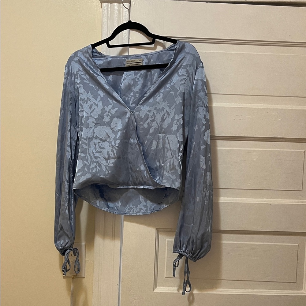 Urban Outfitters Blue Faux Wrap Blouse